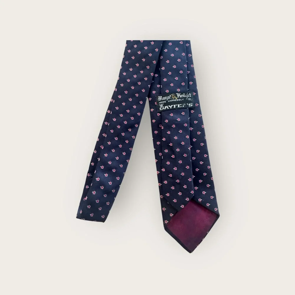 Royal‎ Knight Men's Necktie Black with Red Squares Patterned Business